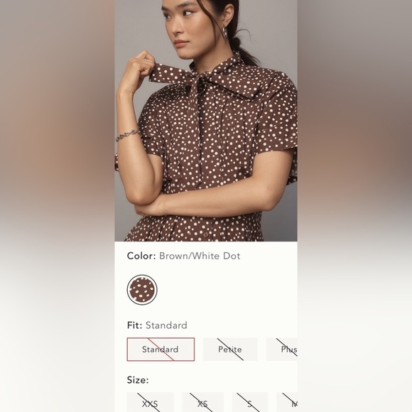 Anthropologie x Exquise The Tobie Tie-Neck Shirt Mini Dress Size XS NWT - Picture 3 of 7